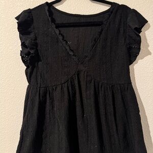 Black Ruffled Sleeve Dress